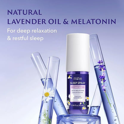 Chamomile Inspired Sleep Spray with Melatonin - Stocking Stuffers for Teen Girls and Women – Natural Pillow Mist for Relaxing Sleep, Self Care Bedtime Spray, Lavender & Cedarwood Blend