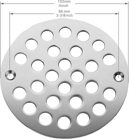 4 Inch Screw-in Shower Strainer Drain Cover Replacement Floor Strainer Floor Drain，Chrome