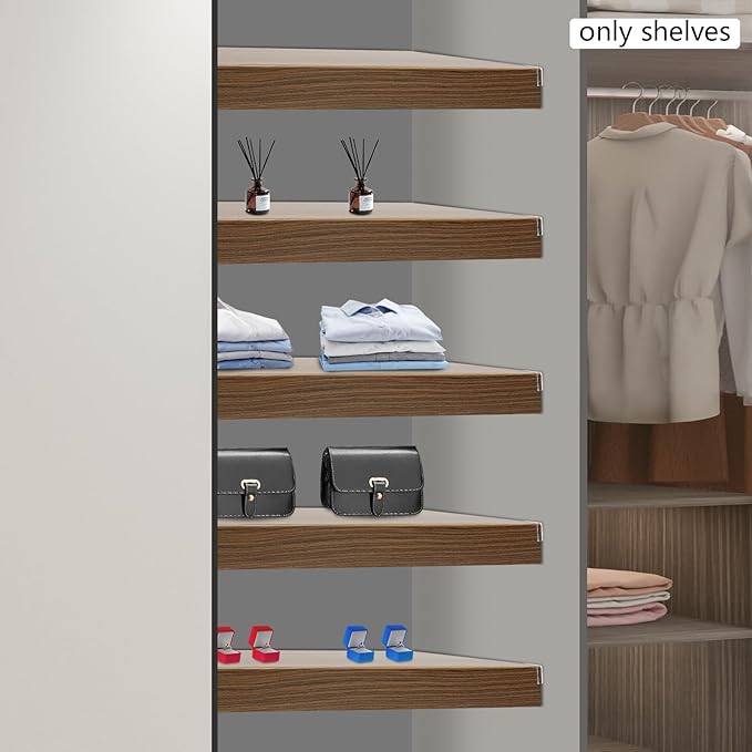 33 Inch Floating Shelves for Wall, 16 Inch Deep Hanging Shelf, Large Display & Storage Shelf for Bathroom, Bedroom, Living Room, Set of 5 (Dark Wood Color, 33 Inch)