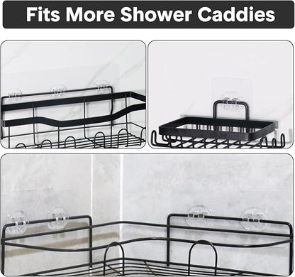 Shower Caddy Adhesive Replacement, Transparent Strong Adhesive Hooks, No Drilling, Waterproof, for Shower Caddy, Bathroom Storage Shelves and Kitchen Racks (Double*8pcs + Single*4pcs)