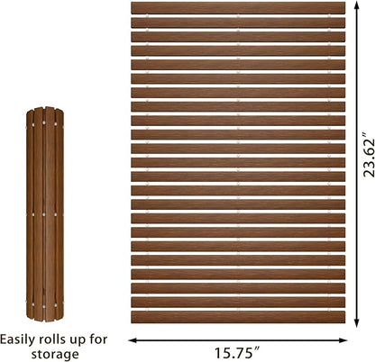 OLDTREE 15.78" W x 23.62" L Foldable Teak Shower Mat, Non Slip, Luxury Wood Bathroom Mat for Spa Home,Indoor or Outdoor