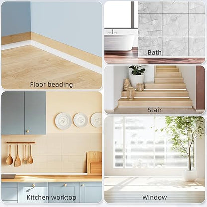 Flexible Quarter Round Molding Trim Peel and Stick 472Inch White,Small Self Adhesive Silicone Shoe Moulding,Bendable Mini Waterproof Caulk Strip for Baseboard,Wall,Bathtub,Floor,Bathroom,Crown