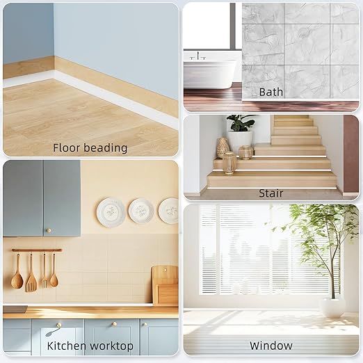 Flexible Quarter Round Molding Trim Peel and Stick 236Inch White,Small Self Adhesive Silicone Shoe Moulding,Bendable Mini Waterproof Caulk Strip for Baseboard,Wall,Bathtub,Floor,Bathroom,Crown