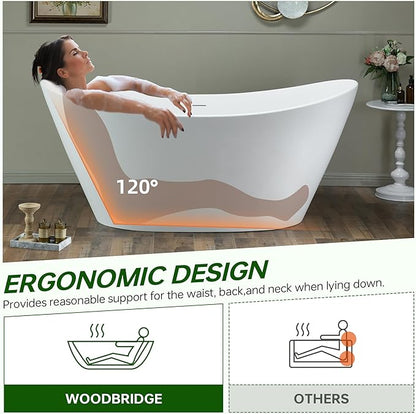 WOODBRIDGE 67 in. x 31.5 in. Stone Resin Luxury Contemporary Solid Surface Freestanding Bathtub in Matte White