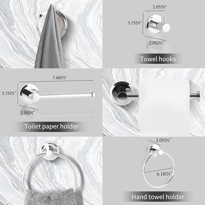 Polished Chrome Bathroom Hardware Set 4 Piece Towel Rack Bath Shower Accessories Set Adjustable Expandable Towel bar Wall Mounted