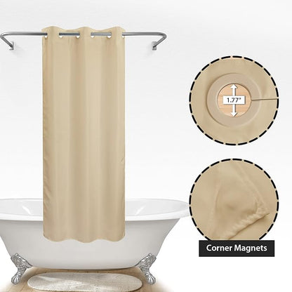 River Dream Stall Size No Hook Beige Shower Curtain Soft Microfiber - 36" Wide Small Fabric Shower Curtain Set for Narrow Stall, Waterproof & Washable, Bottom Magnets, Beige, 36x74