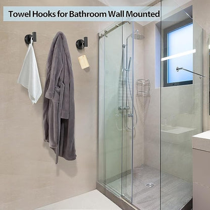 Kruodop Towel Hooks for Bathroom,2 Packs Wall Mount Towel Holder, Bronze Matte Wall Robe Hook,Stainless Steel Heavy Duty Door Hanger Towel Hook for Kitchen, Bedroom,Hotel,Pool,Coats