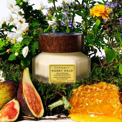 Farmacy Ceramide Face Moisturizer - Honey Halo Hydrating Facial Moisturizer for Dry Skin - Plumps, Soothes + Restores Skin with Potent Ceramides + Buckwheat Honey for a Dewy, Healthy Glow (15ml)