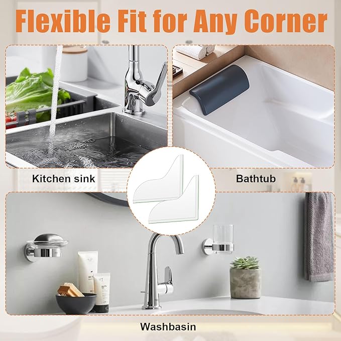 2 Pack Shower Corner Water Guard, Shower Splash Guard Acrylic Self-Adhesive for Bathtub Tub Edges, 8.26×7.28 In Waterproof Curtain Barrier, Bathroom Accessories Water Blocker for Corner Control