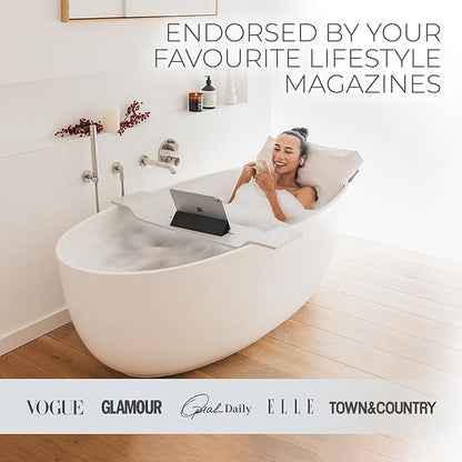 BADESOFA® Luxury Bathtub Pillow L - Large Bath Pillow for Therapeutic Neck and Back Support Quick-Drying - Washable Full Body Bath Tub Cushion - Luxury Spa Cushion in Grey
