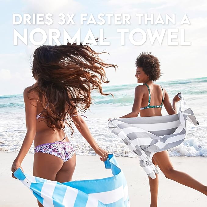 Dock & Bay Beach Towel - Quick Dry, Sand Free - Compact, Lightweight - 100% Recycled - Includes Bag - Cabana Light - Goa Grey - Large (160x90cm, 63x35)