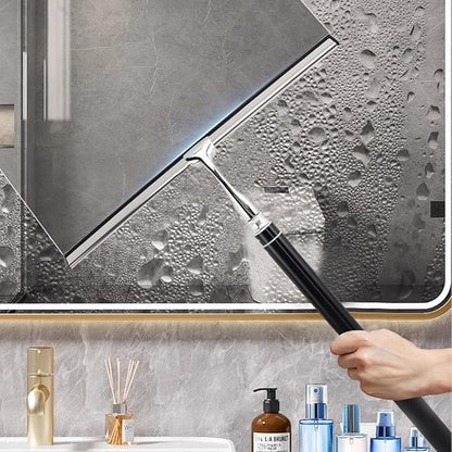 Window Squeegee with Extension Pole, 17.3″-60″ Telescopic Shower Squeegee for Glass Doors, Outdoor Window Cleaner Tool for Car Windshield Floor Tile Wall