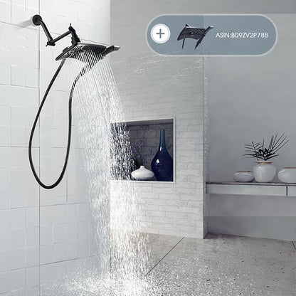 BRIGHT SHOWERS Brass Shower Arm Extender for Rain and Handheld Shower Head, 5 Inch Universal Shower Head Extension Arm, Height & Angle Adjustable, Oil-Rubbed Bronze