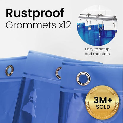LiBa Bathroom Shower Curtain Premium PEVA Non-Toxic, Blue Clear Waterproof Plastic Shower Curtain Liner with Rust Proof Grommets 8G Bathroom Accessories 72x72
