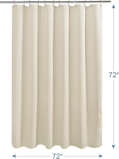 AmazerBath Waffle Shower Curtain, Heavy Duty Fabric Shower Curtain with Waffle Weave Hotel Quality Bathroom Curtains, 72 x 72 Inches (Cream Yellow)