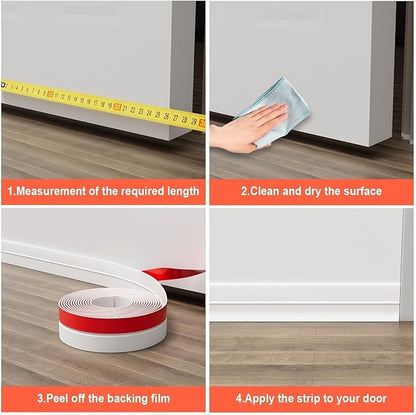 Door Seal Strip for Door Frame, 36ft Silicone Shower Glass Door Seal Strip, Door Gap Filler Bottom & Side Sealing Strip, 2 Inch Wide