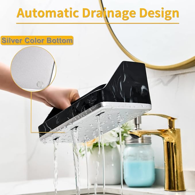 VITVITI Toothbrush Holders for Bathrooms, Bathroom Counter Organizer for Vanity Countertop/Sink, 5 Slots Tooth Brush/Toothpaste Holder Storage, Marble Look Bathroom Accessories, Black Resin