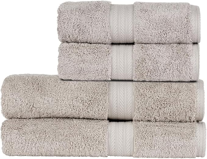 Christy Renaissance 4 Piece Gray Towel Set | 100% Egyptian Cotton | Luxury Bathroom Towels | Soft and Super Absorbent | 675 GSM | 2 Bath 2 Hand | Dove Gray