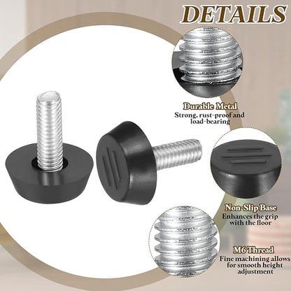 PATIKIL 10 Pcs M6 x 17mm Thread Adjustable Furniture Levelers, Furniture Feet Levelers Screw on Steel Screw in Threaded Leveling Feet Glides for Table Chair Cabinet Patio Legs