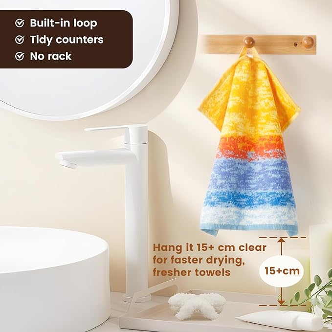 SEMAXE 100% Cotton Washcloths for Bathroom - 24 Pack, Quick-Dry Face Towels with Hanging Loop, Highly Absorbent and Soft, 13x13 Inch, Yellow | Blue
