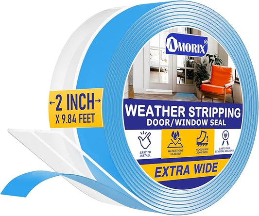 Weather Stripping Door Draft Stopper Door Bottom Seal Strip for House and Glass Shower, 9.8FT(L) x 2in(W) Silicone Door Sweep for Gaps of Doors and Windows, Weatherproof Soundproof (Transparent)