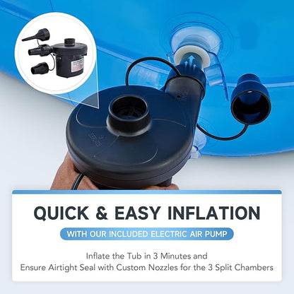 CO-Z Inflatable Bathtub with Electric Air Pump and Bath Pillow Headrest, Portable Blow Up Tub for Adults, Outdoor or Indoor Freestanding Foldable Spa Cover Drainage Hose Cup Holder