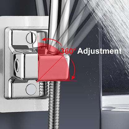 360° Adjustable Shower Head Holder, Handheld Shower Head Holder with Strong Adhesive, Waterproof, No Drill Wall Mount with Adhesive Hooks for Bathrooms, Heavy Duty Hooks for Walls, No Damage