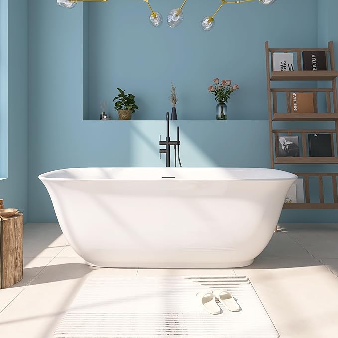 67" Acrylic Free Standing Tub, Stand Alone Tub, Freestanding Bathtub, Soaking Bathtub, cUPC Certified, PE(Glossy White)