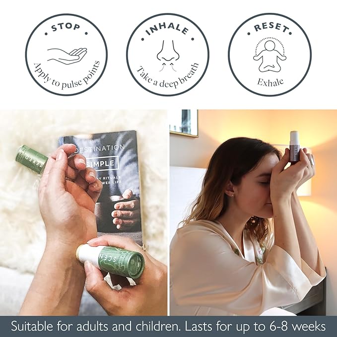 Scentered Aromatherapy Balm Stick Duo for Sleep & Stress-Relief - Roll On Essential Oil Blends of Lavender & Chamomile - Sleep Well & De-Stress - Sefl-Care Stocking Stuffers for Women