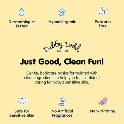 TUBBY TODD Hair + Body Wash - Baby Shampoo and Body Wash - Gentle, Natural Baby Was for Newborns, Babies, and Toddlers - Non-Toxic and Hypoallergenic - Fragrance-Free, 25oz