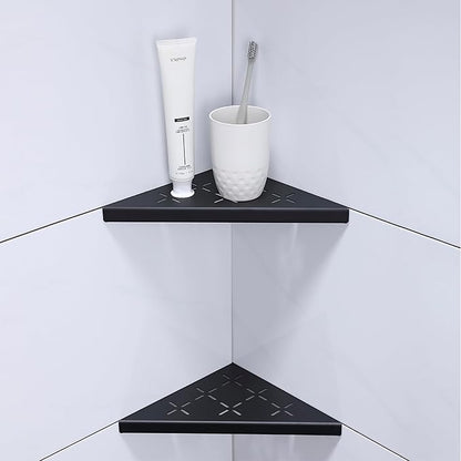 8" Corner Shower Shelf, 2-Pack Shower Shelves SUS304 Stainless Steel Bathroom Shelves for Tile Walls, Recessed Corner Shelf Organizer Rack, No Drilling (Matte Black)