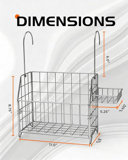 Large Rustproof Shower Caddy Hanging, 304 Stainless Steel Hanging Shower Organizer Basket for Bathroom & Bathtub, Over the Rod Shower Rack for Shampoo, Conditioner, Soap & Bath Accessories(Silver)