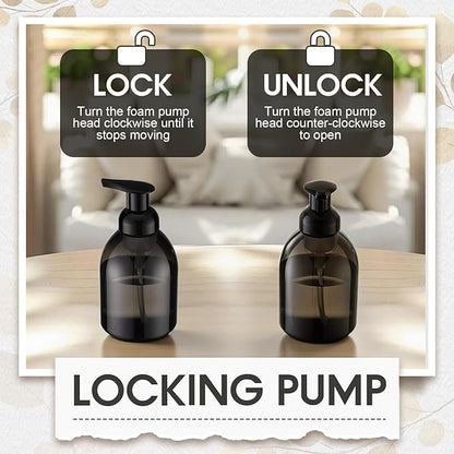 Uiifan 16 Pcs 17 oz Black Foaming Soap Dispenser Refillable Foam Pump Bottle Liquid Plastic Container for Kitchen Bathroom Commercial Concentrated or Regular Shampoo Body Wash Dish Liquid Soap