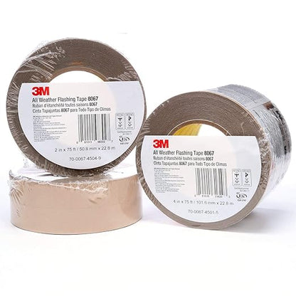 3M All Weather Flashing Tape 8067, 6 in x 75 ft, 1 Roll, Adhesive Backed Split Liner, Prevents Moisture Intrusion, Waterproof Flashing Seals Doors, Windows, Openings in Wood Frame Construction
