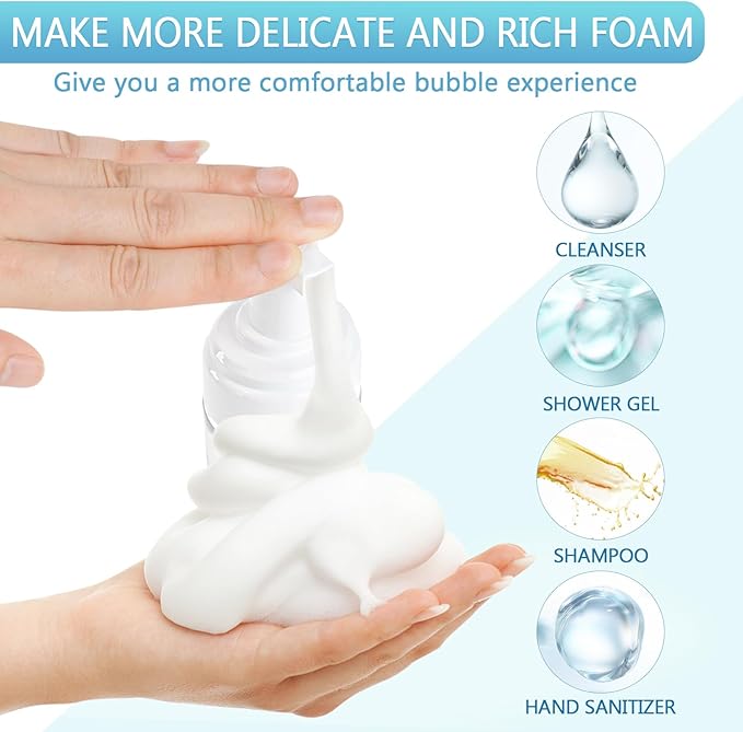 Foam Pump Bottle 5.1oz/150ml Clear Empty Foam Bottle Pump, Travel Foam Bottle for Soap, Shampoo, Cleaning Foam Dispenser Bottle Refillable (6 Pack)