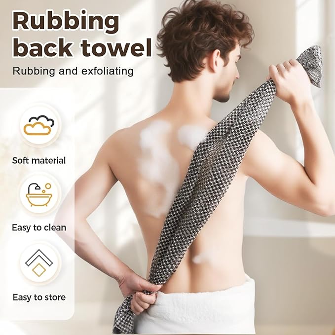 3PCS Exfoliating Shower Towel,2026 New Premium Scrub Wash Back Bath Cloth for Body Face,Exfoliating Washcloth Back Body Scrubber for Home（#Grid）