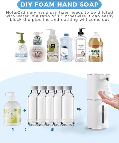 Automatic Foaming Soap Dispenser, 12.8oz Rechargeable, Adjustable Foam Levels, IPX5 Waterproof, Touchless & Wall/Tabletop Use for Kitchen Bathroom, White