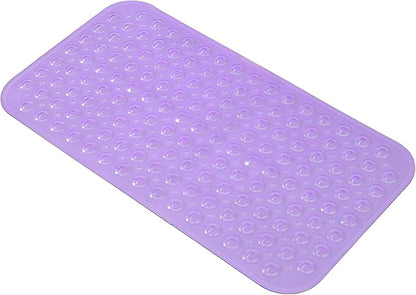 Anti-Slip Bathtub Shower mat, 27.5×14.5（Approximately 70×37cm） inch Soft Oversized Machine Washable Non-Slip Bathtub mat with Drainage Holes, Bathroom Floor Suction Cup.（1- Clear Purple）