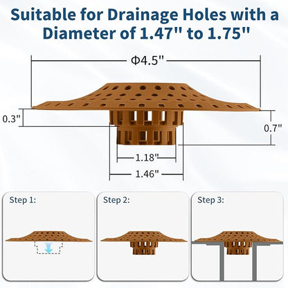 Bathtub Drain Hair Catcher,Tub Shower Drain Hair Trap/Strainer,3PCS Silicone Collapsible Tub Hair Catcher Drain Protector Designed for 1.47" to 1.75'' Regular Drains(Brown)