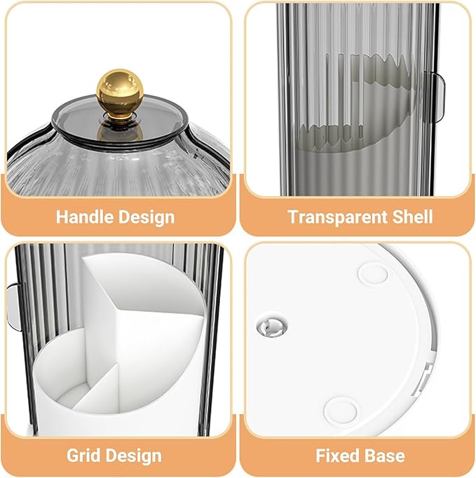 Birdcage-Style Concealed Toothbrush Holder Sliding Lid Bathroom Counter Organizer Tooth Brush Holder for Bathroom 360 Rotating Waterproof Dustproof Makeup Brushes Storage for Vanity (White)