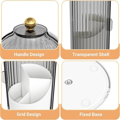 Birdcage-Style Concealed Toothbrush Holder Sliding Lid Bathroom Counter Organizer Tooth Brush Holder for Bathroom 360 Rotating Waterproof Dustproof Makeup Brushes Storage for Vanity (White)