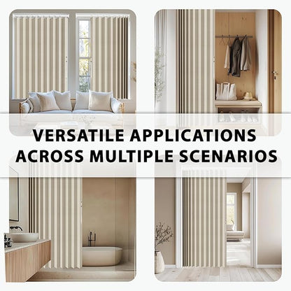 Accordion Door Curtain Set - 100% Blackout, with Curtain Rod Included, for Bedroom Privacy Protection (Off white-43 W x 78" L+Rod)
