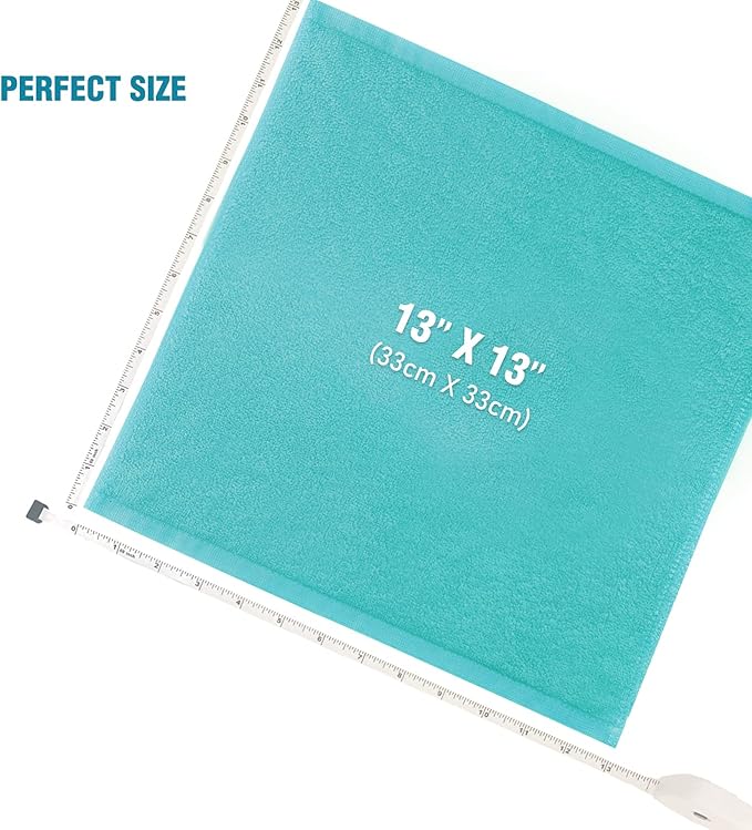Washcloths 12 Pack 33 x 33 cm - Soft Face Cloths for Your Facial Towel, Wash Cloths for Your Body (White + Teal)