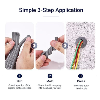 Moldable Waterproof Silicone Putty for Bathroom Wall & Pipe Gaps, Reusable & Pliable Repair Sealant (Grey)