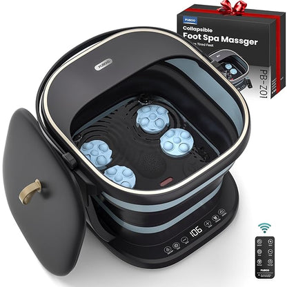 Puboo Collapsible Foot Spa Bath Massager with Heat, 95-115°F Precise Temp Control, Motorized Massage Rollers, Heated Foot Bath Soak Tub, Fits US Men’s Size 11, Gift for Christmas, New Year