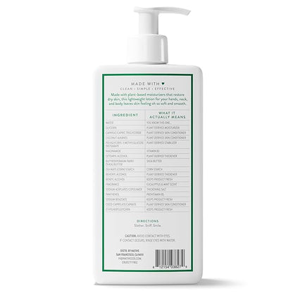 Native Body Lotion Contains Naturally Derived Plant-Based Moisturizers for Women and Men | Restores Dry Skin, Eucalyptus & Mint, 16.5 fl oz