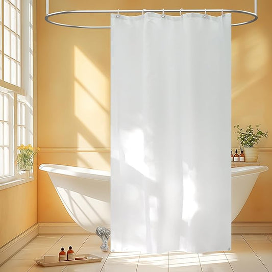 Waterproof Fabric Stall Shower Curtain Liner Long 36 x 78 inch, Washable Cloth Shower Liner with 2 Large Magnets, White Bathroom Shower Curtain for Single Stall