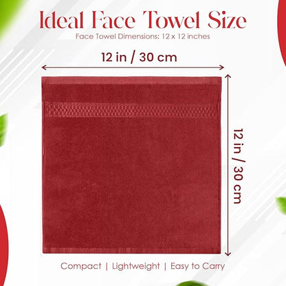 RIVERSIDE 12 Pack Premium 100% Cotton Face Washcloths, 550 GSM, 12 x 12 Inches, Soft, Absorbent Towels for Body & Shower, Bathroom Wash Clothes, Durable Face Towels Set for Spa, Gym, Red