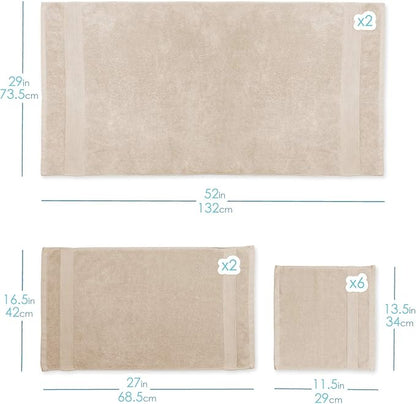 Hearth & Harbor Bath Towels for Bathroom - 100% Ring Spun Cotton Luxury Bathroom Towels - Ultra Soft & Highly Absorbent, Bath Towels Set of 6 - Beige Cream