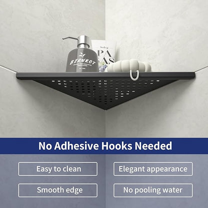 Corner Shower Shelf 2 Pack, 304 Stainless Steel Shelf for Bathroom, 10'' Grout in Shelves Rack for Tiled Wall, No Drilling Needed (10'', Black)